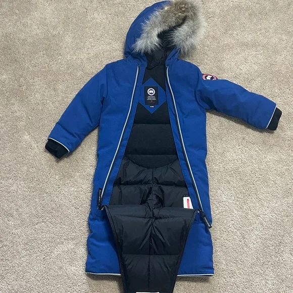 Canada Goose Blue Snowsuit with Fur Trimmed hood - Picture 4 of 4